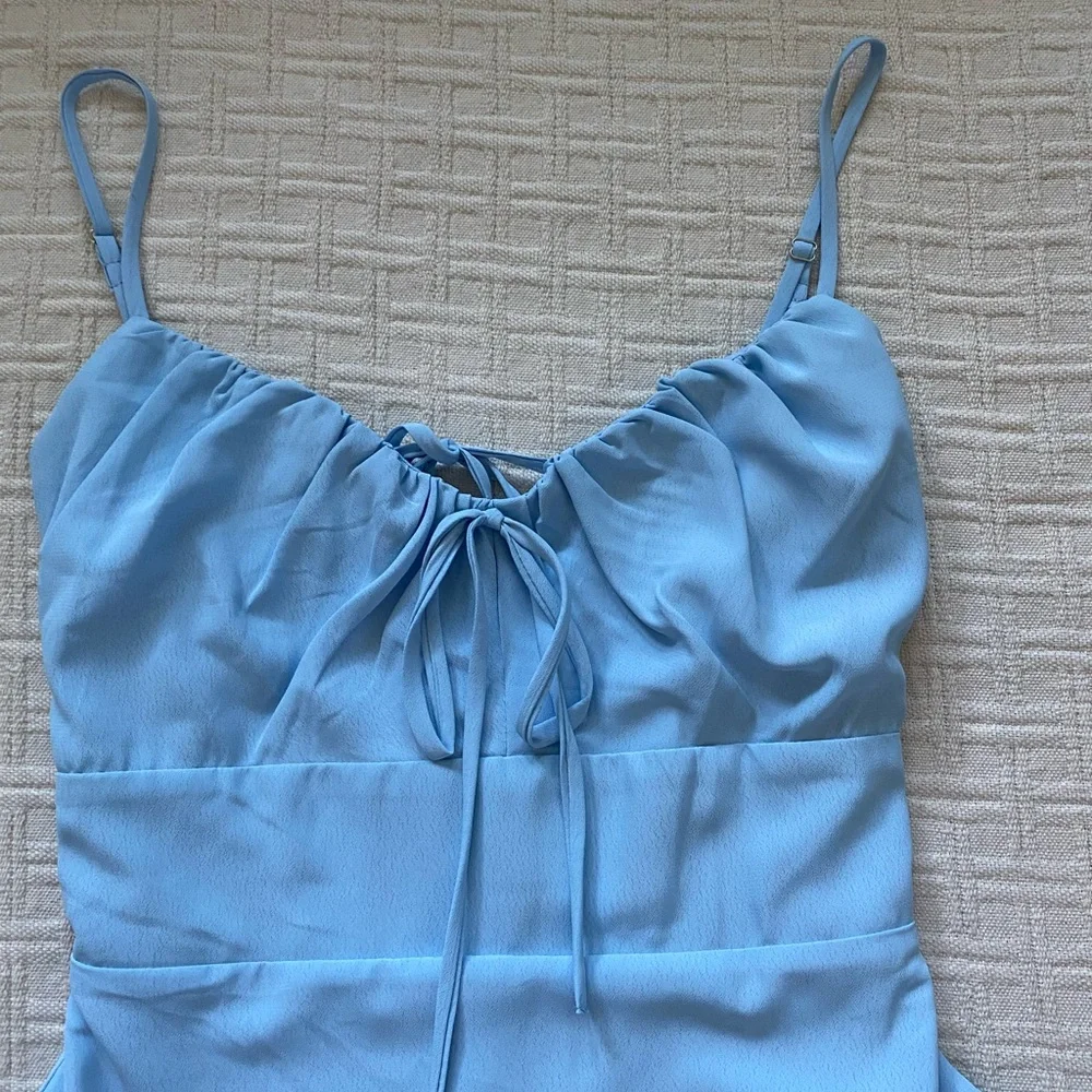 F21 baby blue mini ruffle dress. - Picture 4 of 9